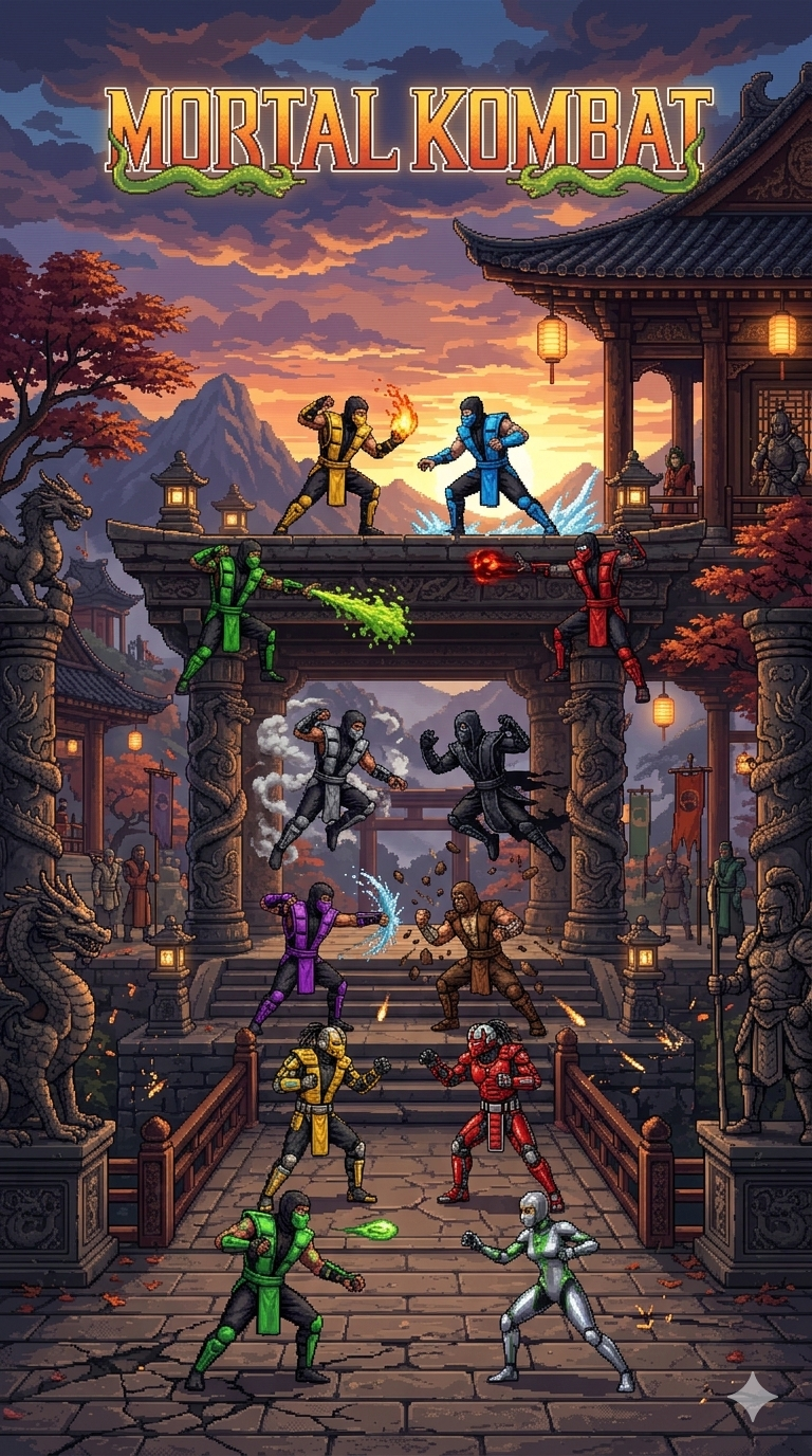 Mortal Kombat Ninja Sparring Session | 16-Bit Pixel Art