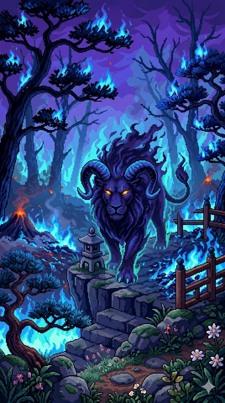 Ram-Lion Chimera | 32-bit Pixel Art Style