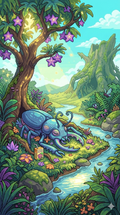 Alien Insect Nap Under a Tree | 32-bit Pixel Art
